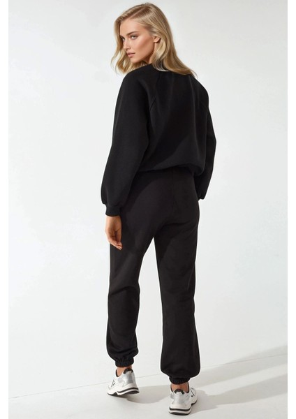 Kadın Elastik Bel Uzun Jogger Eşofman Altı Black modelleri