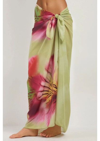 Kadın Desenli Maxi Pareo Green