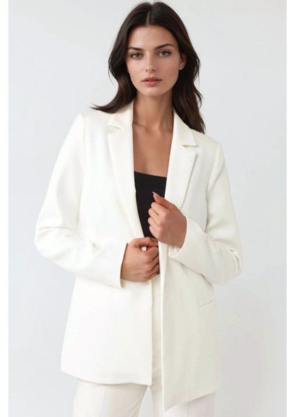Kadın Basic Boyfriend Ceket Pika Koleksiyonu White fırsatları