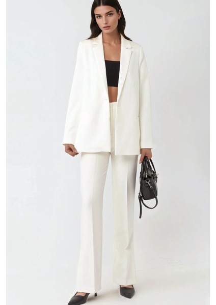 Kadın Basic Boyfriend Ceket Pika Koleksiyonu White indirimleri