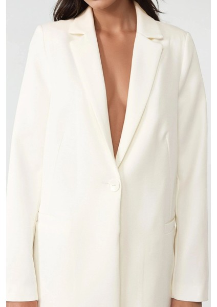 Kadın Basic Boyfriend Ceket Pika Koleksiyonu White