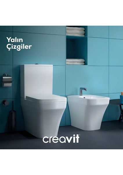 Solo Beyaz Kanalsız Duvara Sıfır Klozet Takım SO361, Creavit Solo Duroplast Yavaş Kapak