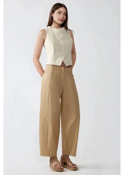 Kadın Yüksek Bel Balon Pantolon Natural modelleri