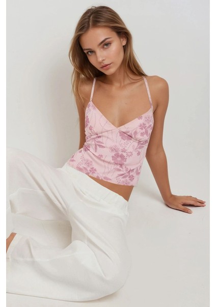 Kadın Çiçek Desenli Bluz Pink indirimleri