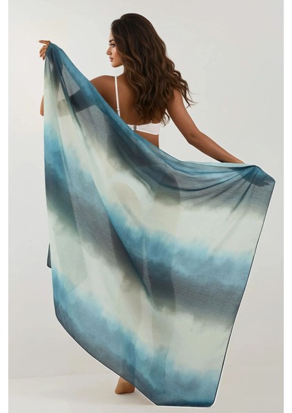 Kadın Desenli Maxi Pareo Blue