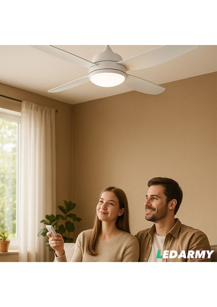 ekim aydınlatma CT-3000 Modern Tavan Vantilatörü Beyaz LED Işıklı ve Uzaktan Kumandalı LED Sessiz Motor Şık Tas fırsatları