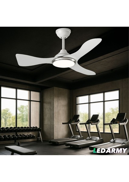 ekim aydınlatma CT-3000 Modern Tavan Vantilatörü Beyaz LED Işıklı ve Uzaktan Kumandalı LED Sessiz Motor Şık Tas