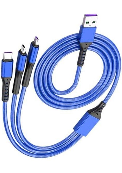 Powermaster PM-26334 3 In 1 Mavi 1.2 Metre Şarj Kablosu fiyatları