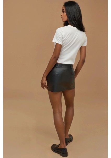 Kadın Baskı Detaylı Regular Fit Bisiklet Yakalı %100 Pamuklu Crop T-shirt Gümüş Gri fırsatları