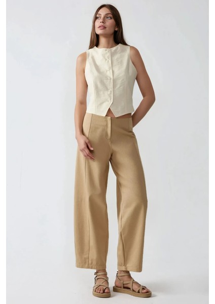 Kadın Yüksek Bel Balon Pantolon Natural indirimleri