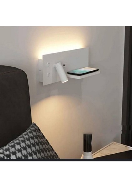 Ekim Aydınlatma Yatak Başı LED Aplik Kablosuz Şarj Okuma Lambası Beyaz Kasa Günışığı Işık ECN-7701 fiyatları