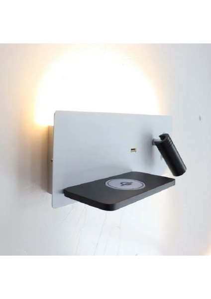 Ekim Aydınlatma Yatak Başı LED Aplik Kablosuz Şarj Okuma Lambası Beyaz Kasa Günışığı Işık ECN-7701 modelleri