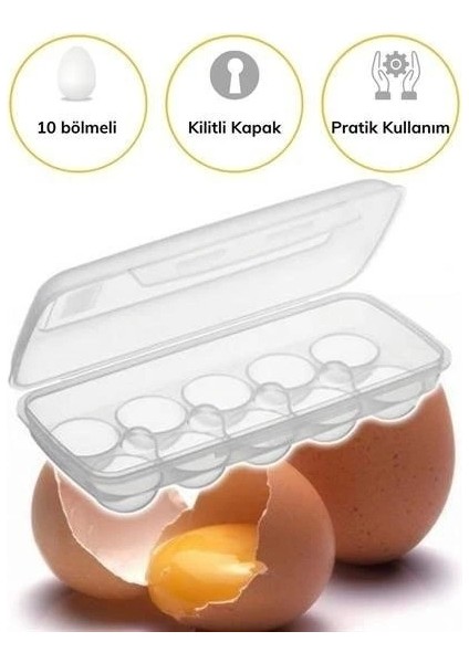 Buffer® 10 Bölmeli Kilitli Kapaklı Yumurtalık Saklama Kutusu YU110 modelleri
