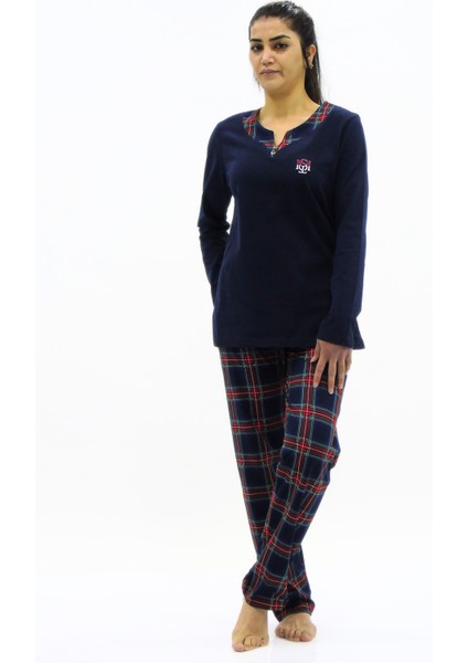 Düz Kombinli Ekose Pijama Takımı