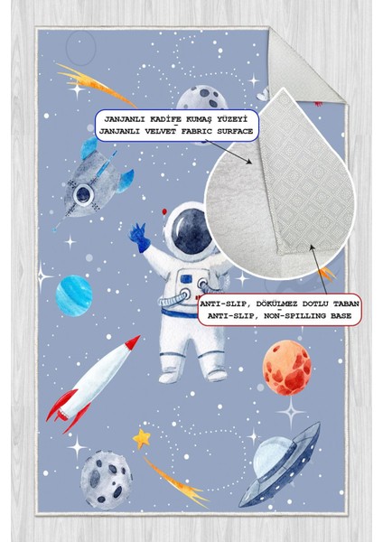 Dijital Baskılı Dekoratif Kaymaz Taban Yıkanabilir Uzay Temalı Modern Çocuk Halısı fiyatları