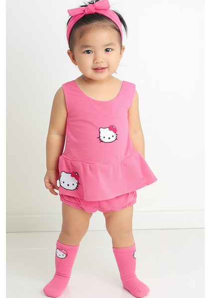 Pembe Ribana Bebek-Çocuk Şort Bluz Bandana Hello Kity Keçeli Çorap Set 6-36 Ay fiyatları