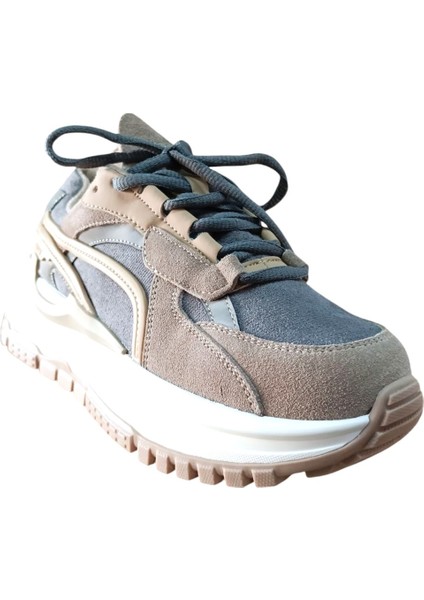 25K331-2 Kadın Süet Sneaker Spor Ayakkabı Camel