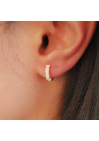 Baget Bayan Gümüş Küpe Halka Gold