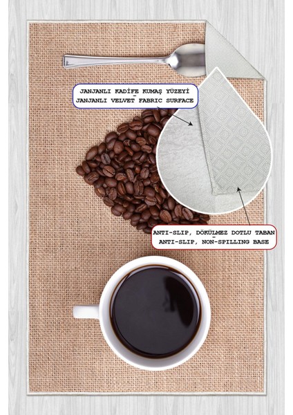 Dijital Baskılı Dekoratif Kaymaz Taban Yıkanabilir Kahve Desenli Mutfak Halısı Yolluk fiyatları