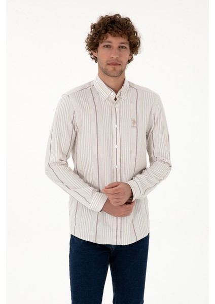 Erkek Koyu Bej Gömlek Desenli 50316573-VR088