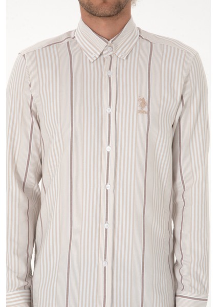 Erkek Koyu Bej Gömlek Desenli 50316573-VR088