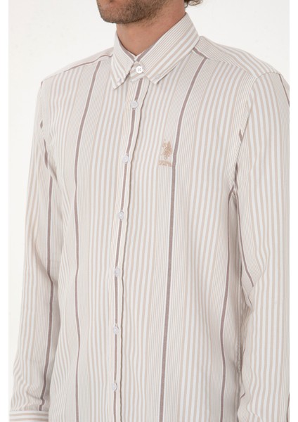 Erkek Koyu Bej Gömlek Desenli 50316573-VR088