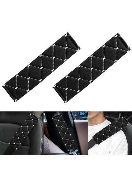 Gri Baklava Desenli Yumuşak Siyah Kumaş Emniyet Kemer Kılıfı Çift Takım Kmgd-01 fiyatları