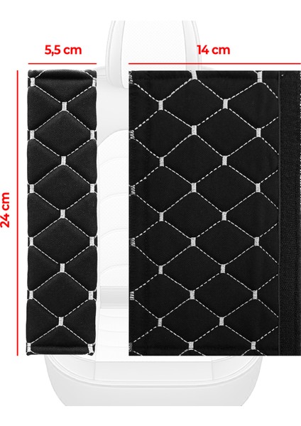 Gri Baklava Desenli Yumuşak Siyah Kumaş Emniyet Kemer Kılıfı Çift Takım Kmgd-01 fırsatları