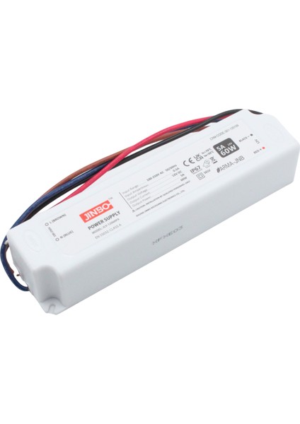 60W 12V 5A IP67 Dış Mekan Şerit LED Trafo – 3 Yıl Garantili (JLV-12060PA)