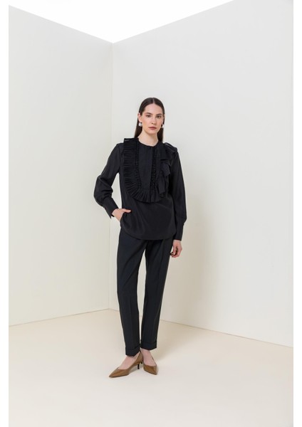 Pliseli Fırfır Detaylı Bluz 26W10823