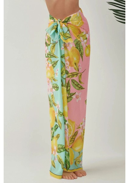 Kadın Desenli Maxi Pareo Yellow