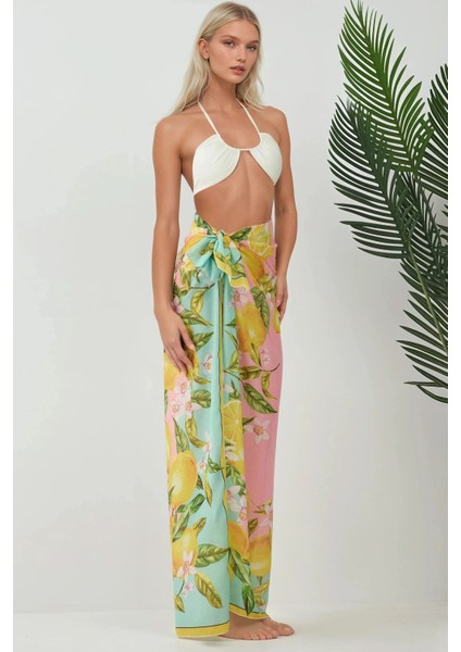 Kadın Desenli Maxi Pareo Yellow