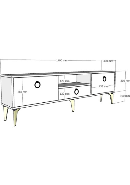 Dronect Tv Sehpası Beyaz-Altın fırsatları