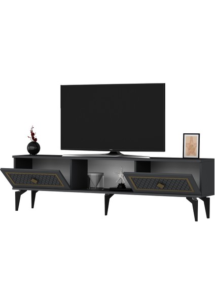 Herryct Tv Sehpası Antrasit-Altın fırsatları