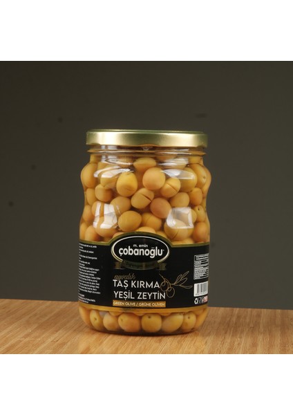 Çobanoğlu Ayvalık Taş Kırma Yeşil Zeytin - Cam Kavanoz