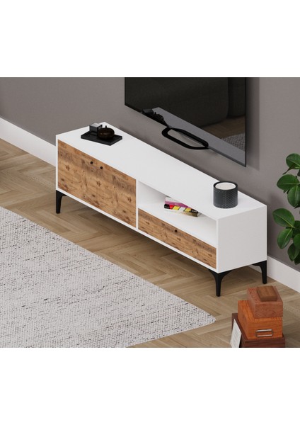 Nova 2 Kapaklı Çekmeceli Tv Ünitesi Beyaz&ceviz fiyatları