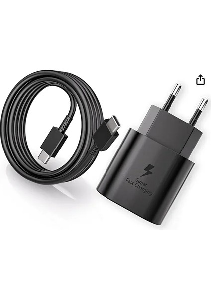 Yk Design 25WATT Type-C Siyah Şarj Seti Android ve iphone 15-16 Uyumlu YK-SR64