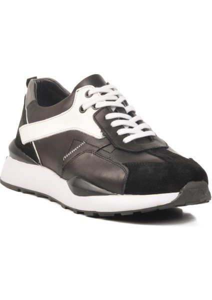 Siyah-Beyaz Hakiki Deri Erkek Sneaker 2Y1076-6285 M
