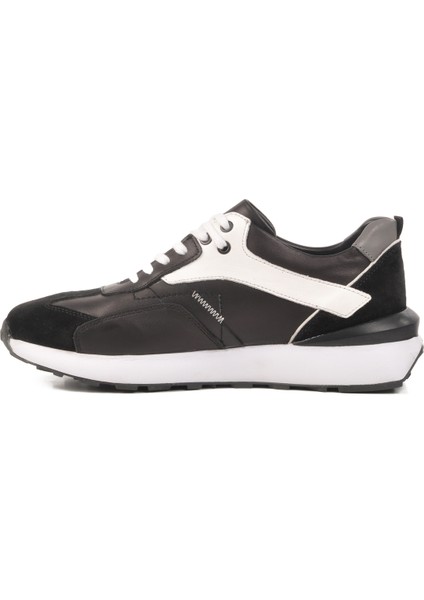 Siyah-Beyaz Hakiki Deri Erkek Sneaker 2Y1076-6285 M fiyatları