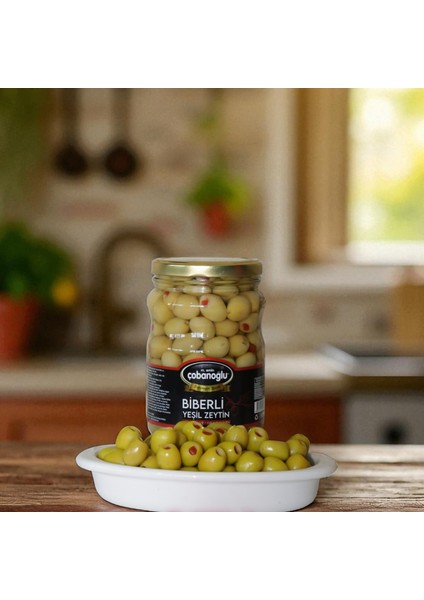 Çobanoğlu Biberli Yeşil Zeytin -Cam Kavanoz fırsatları