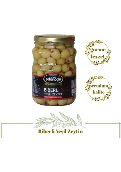 Çobanoğlu Biberli Yeşil Zeytin -Cam Kavanoz indirimleri