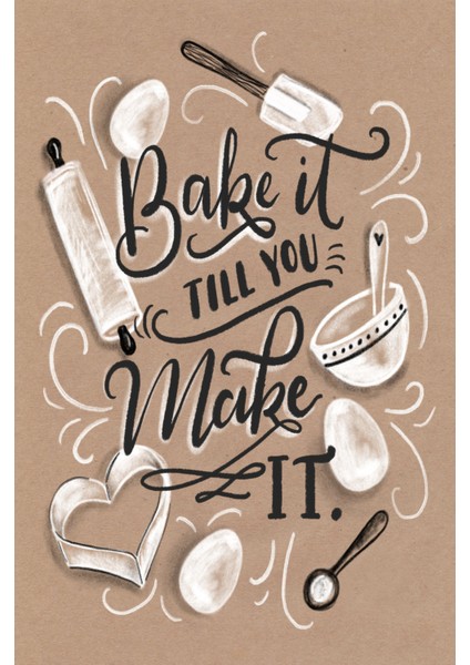 Dijital Baskılı Dekoratif Kaymaz Taban Yıkanabilir Bake Make It Desenli Mutfak Halısı modelleri