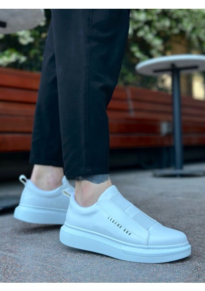 BA0307 BOA Kalın Yüksek Taban Çift Bant Beyaz Erkek Ayakkabı modelleri