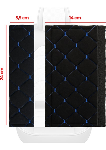 Mavi Baklava Desenli Yumuşak Siyah Kumaş Emniyet Kemer Kılıfı Çift Takım Kmmd-01 fırsatları