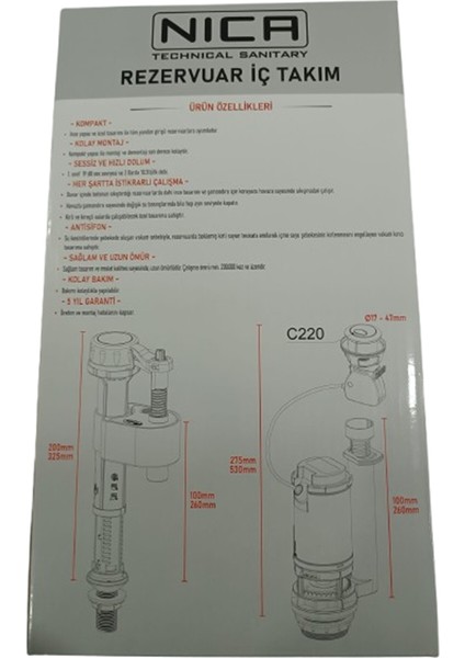 Rezervuar Iç Takım Kompakt- C220 modelleri
