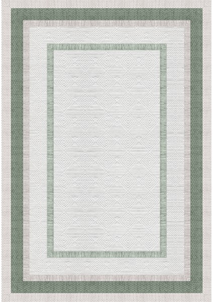 Çerçeve Desenli Dekoratif Kaymaz Taban Yıkanabilir Salon Halısı