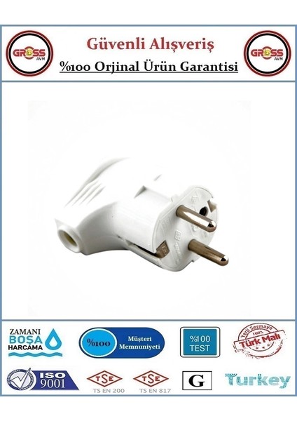 Monoblok Yassı Yan Eğri Topraklı Erkek Fiş