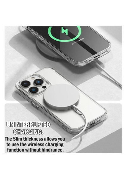 Apple Iphone 13 / 14 / 15 Promax Kılıf Kablosuz Şarj Magsafe Uyumlu Köşe Korumalı Şeffaf Kılıf fiyatları