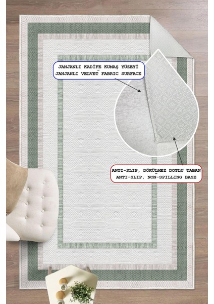 Çerçeve Desenli Dekoratif Kaymaz Taban Yıkanabilir Salon Halısı fiyatları