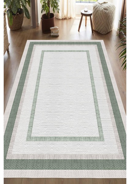 Çerçeve Desenli Dekoratif Kaymaz Taban Yıkanabilir Salon Halısı modelleri